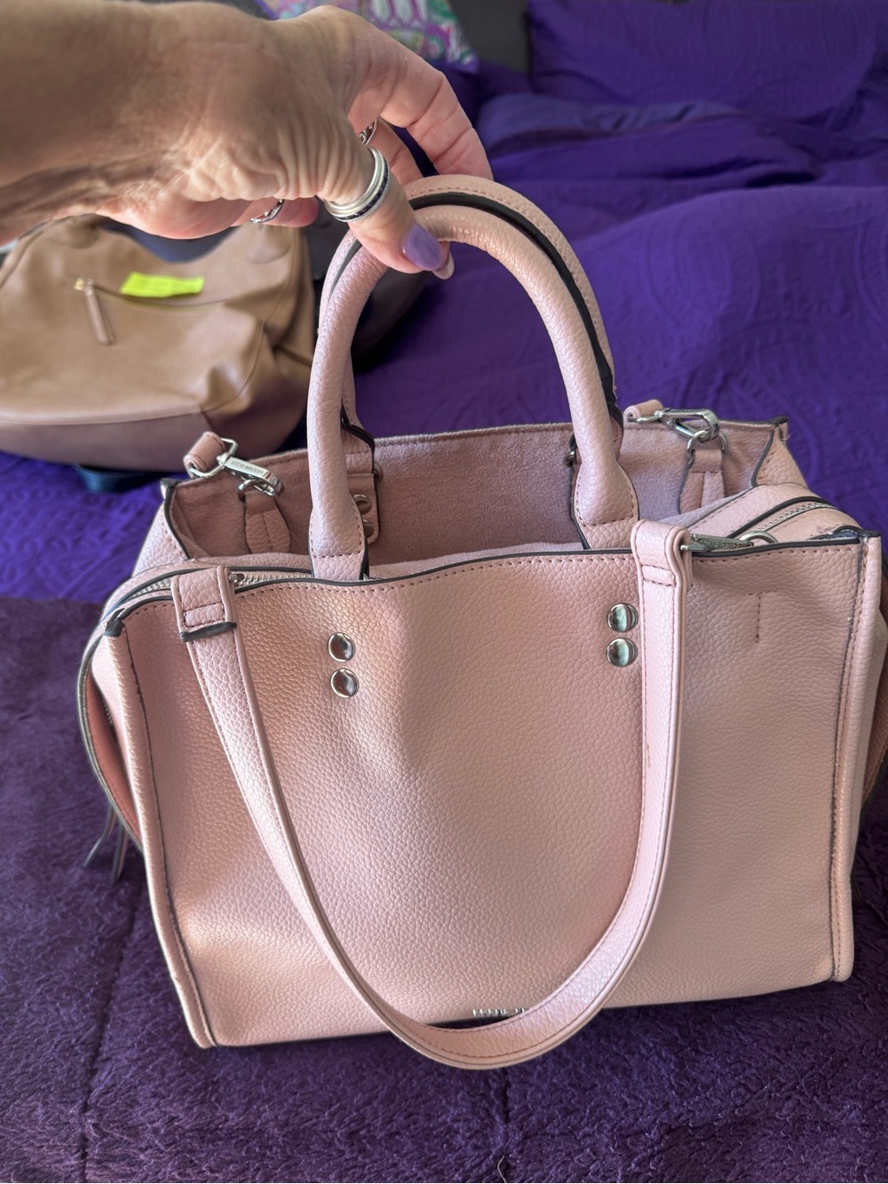 Steve Madden Women's Classic Pale Pink Structured Tote Bag